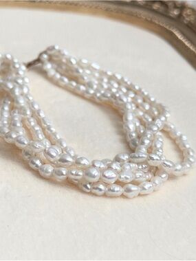 14k Yellow Gold Multi-Strand Pearl Bracelet NWT